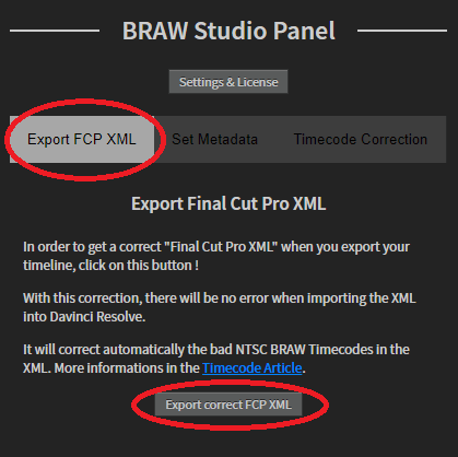 Timecode Panel Export FCP XML